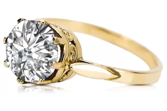 14 Karat Gelbgold Zirkon Ring Vintage Stil vrc366y